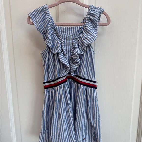 Tommy Hilfiger 2-3T Girls Blue Striped Kids Short Sleeve Dress - Picture 1 of 6
